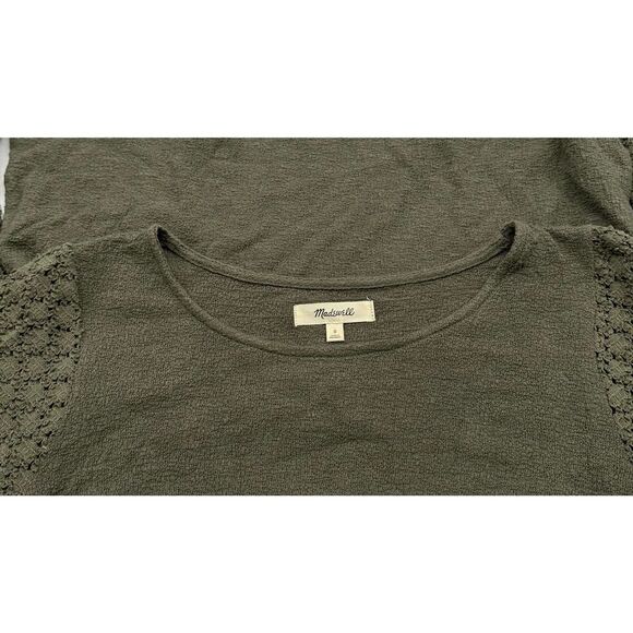 Madewell Texture & Thread Eyelet Mix Ruffle-Sleeve Top Size S green - Picture 8 of 9